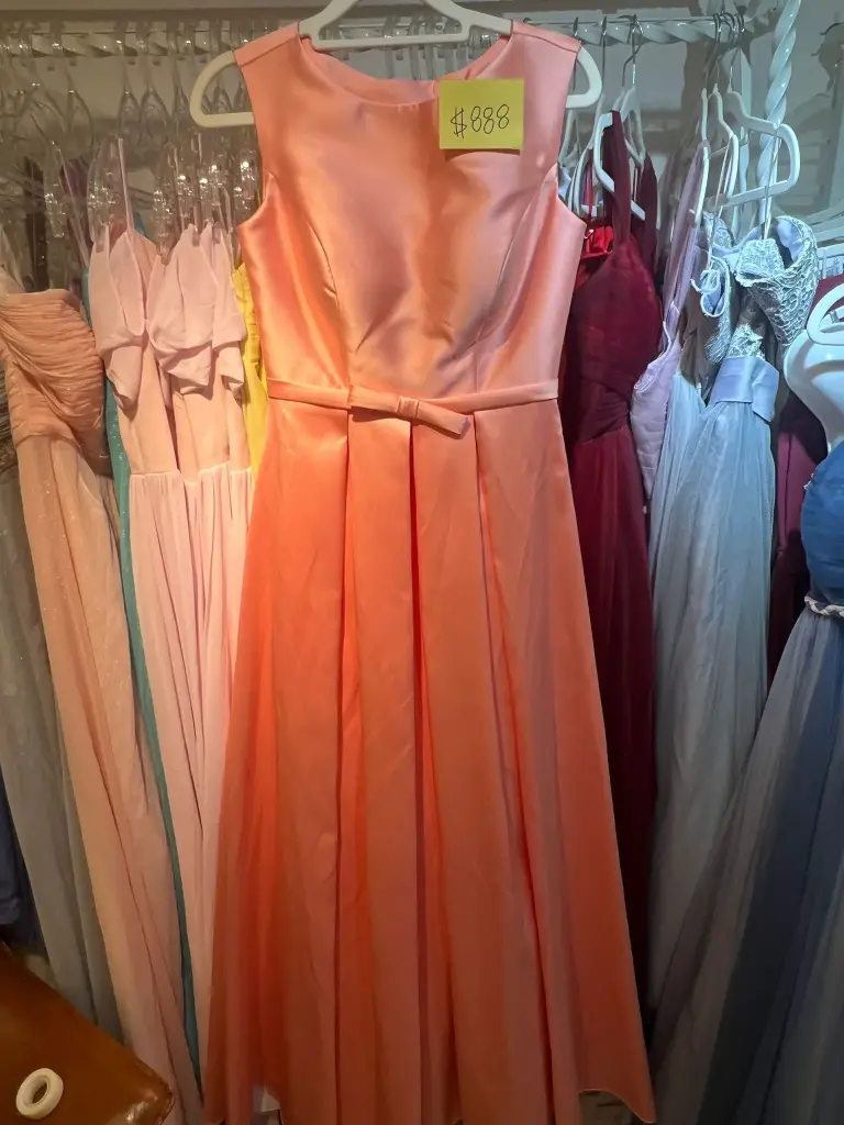 蜜桃雅緞蝴蝶結禮服